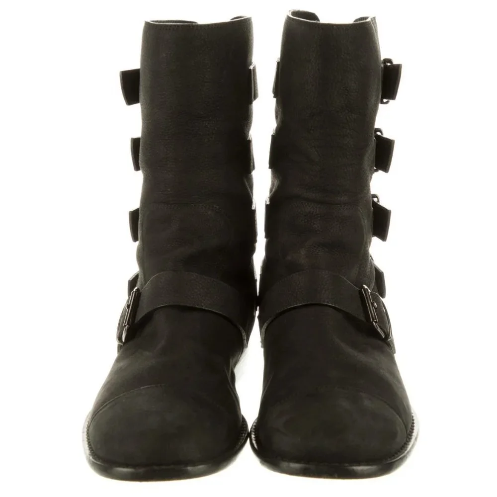 Men's Giuseppe Zanotti Nubuck Mid-Calf Moto Boots Size 41